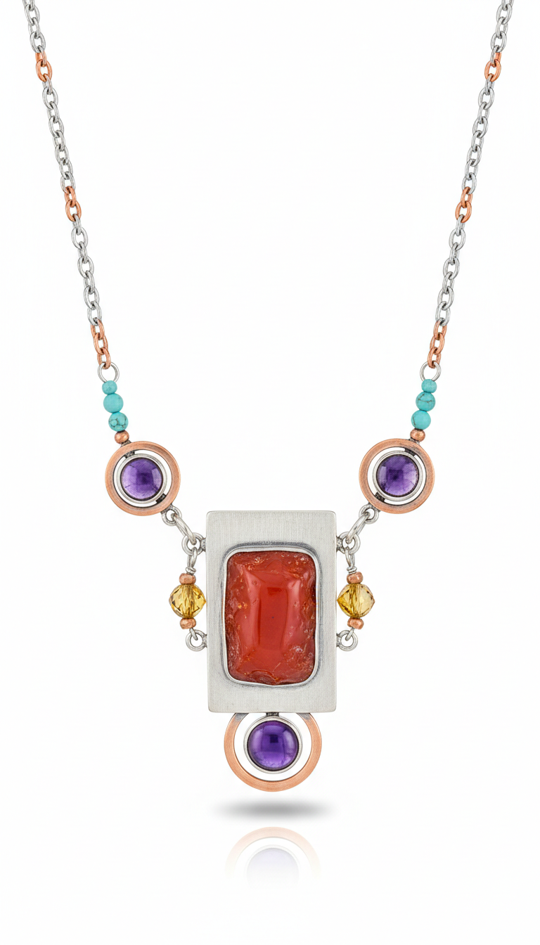 Mixed Metal Gemstone Necklace