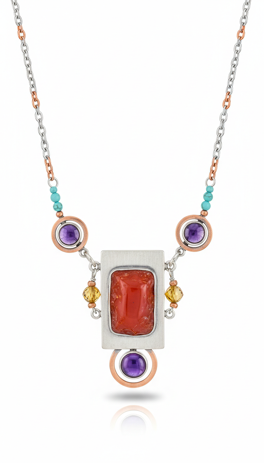 Mixed Metal Gemstone Necklace